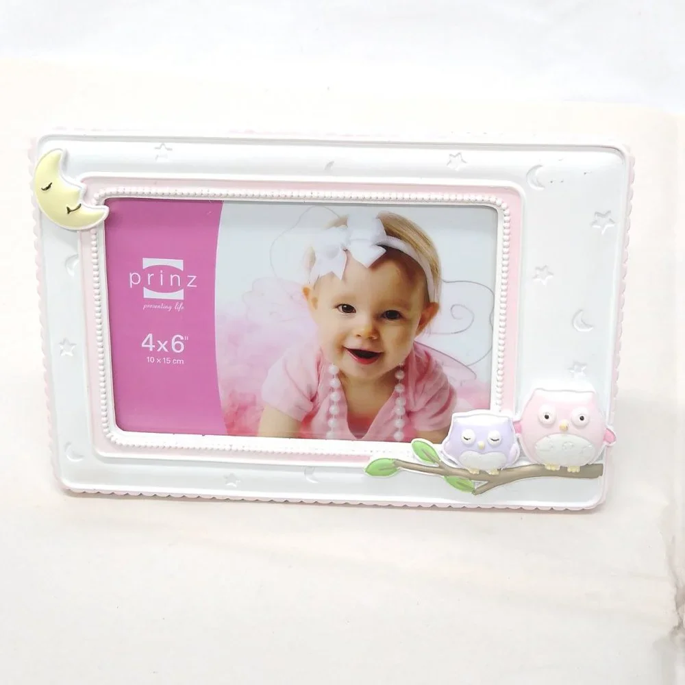 Prinz Born to be Wild Owl Resin Frames (2) Perfect Baby Shower Gift NWT